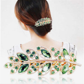 Leaf Crystal Rhinestone Barrette Hairpin